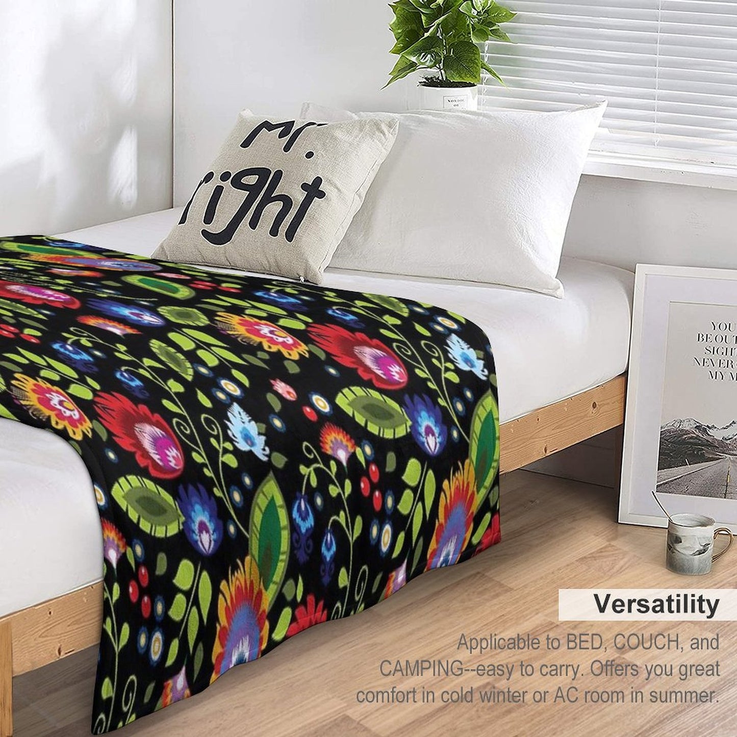 Polish Folklore - Beautiful Composition on Black Throw Blanket