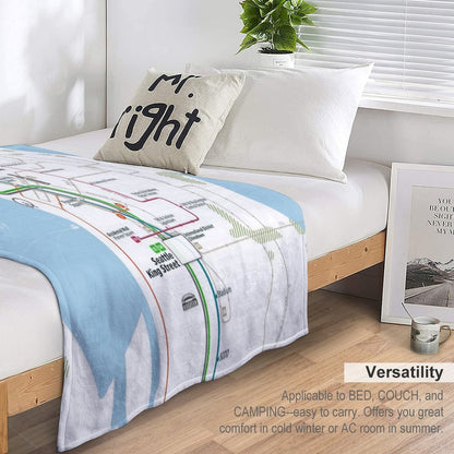 Seattle City Rail Map Square Throw Blanket