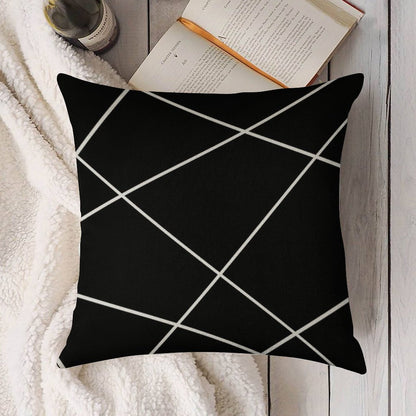 Geometric Abstract - Black And White. Linen Throw Pillow Cover