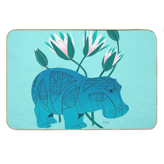 Faience Hippo - Floral Artefacts Bath Mat