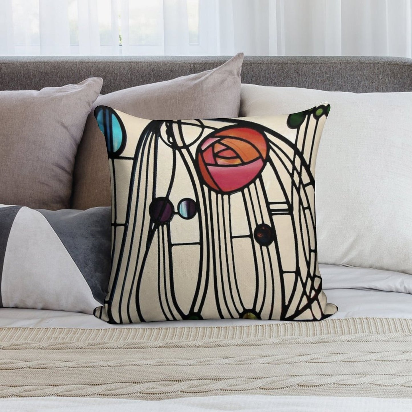 Charles Rennie Mackintosh Design Soft Luxury Feel Throw Pillow
