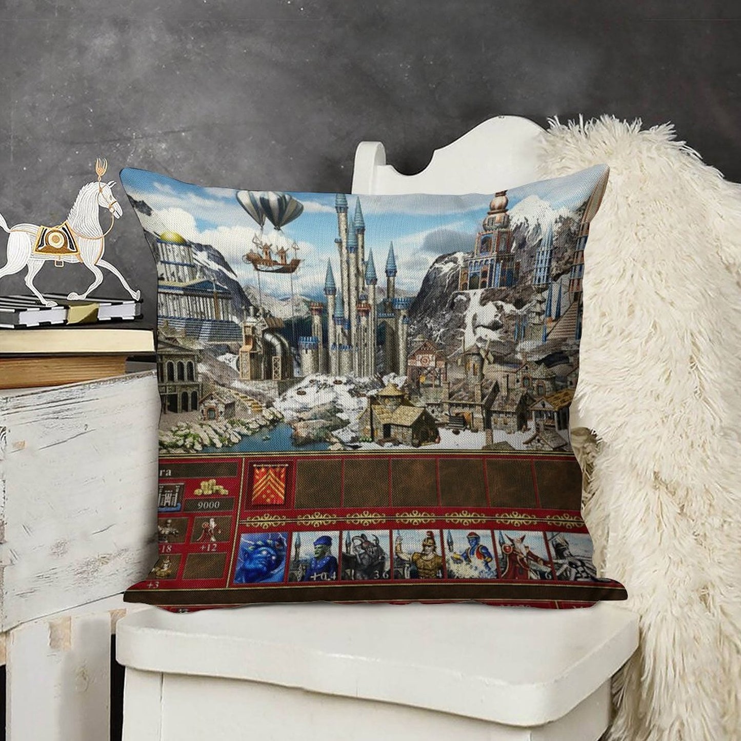 Heroes of Might & Magic 3 Tower Linen Throw Pillow Cover