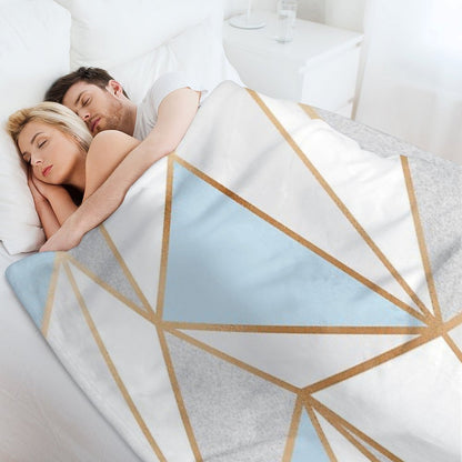 Blue, Grey & Gold Geo Throw Blanket
