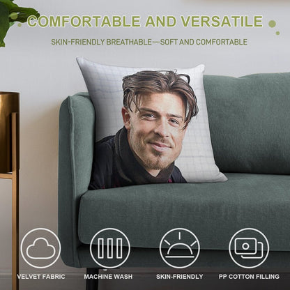 Jack Grealish Smile Soft Fade-Resistant Throw Pillow