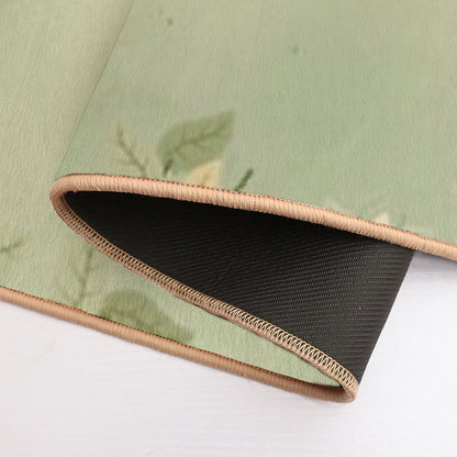 Sage Green Watercolor Woodland Leaves Bath Mat