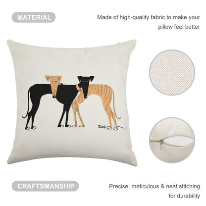 Head Rest Brindle Hound Linen Throw Pillow Cover
