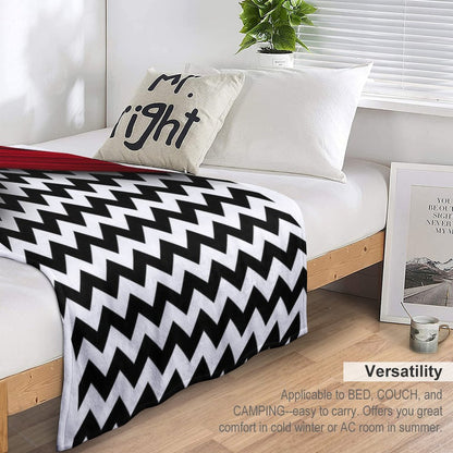 Twin Peaks Red Curtains Black And White Chevron Throw Blanket