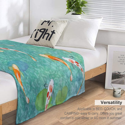 Koi Fish on Turquoise Throw Blanket