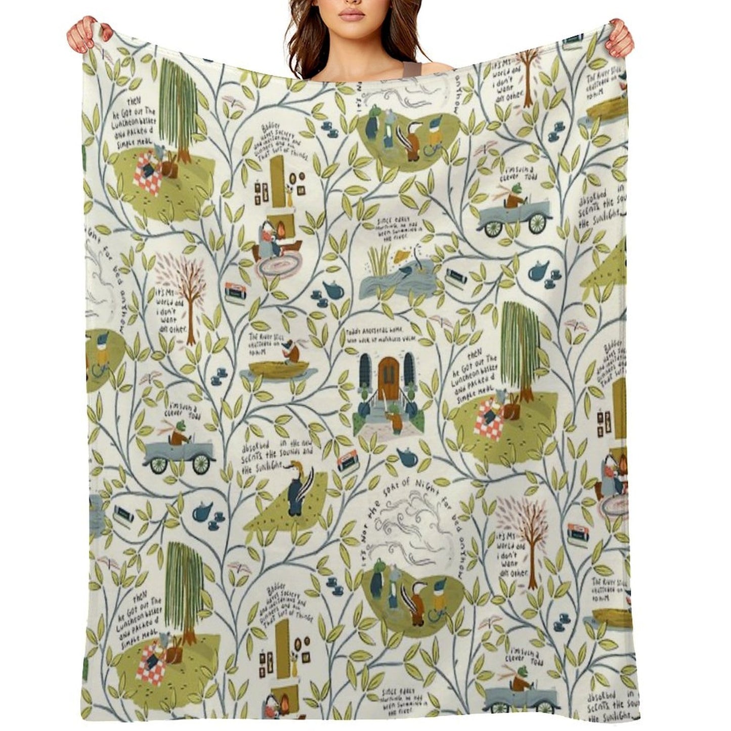 Wind in The Willows (light) Throw Blanket