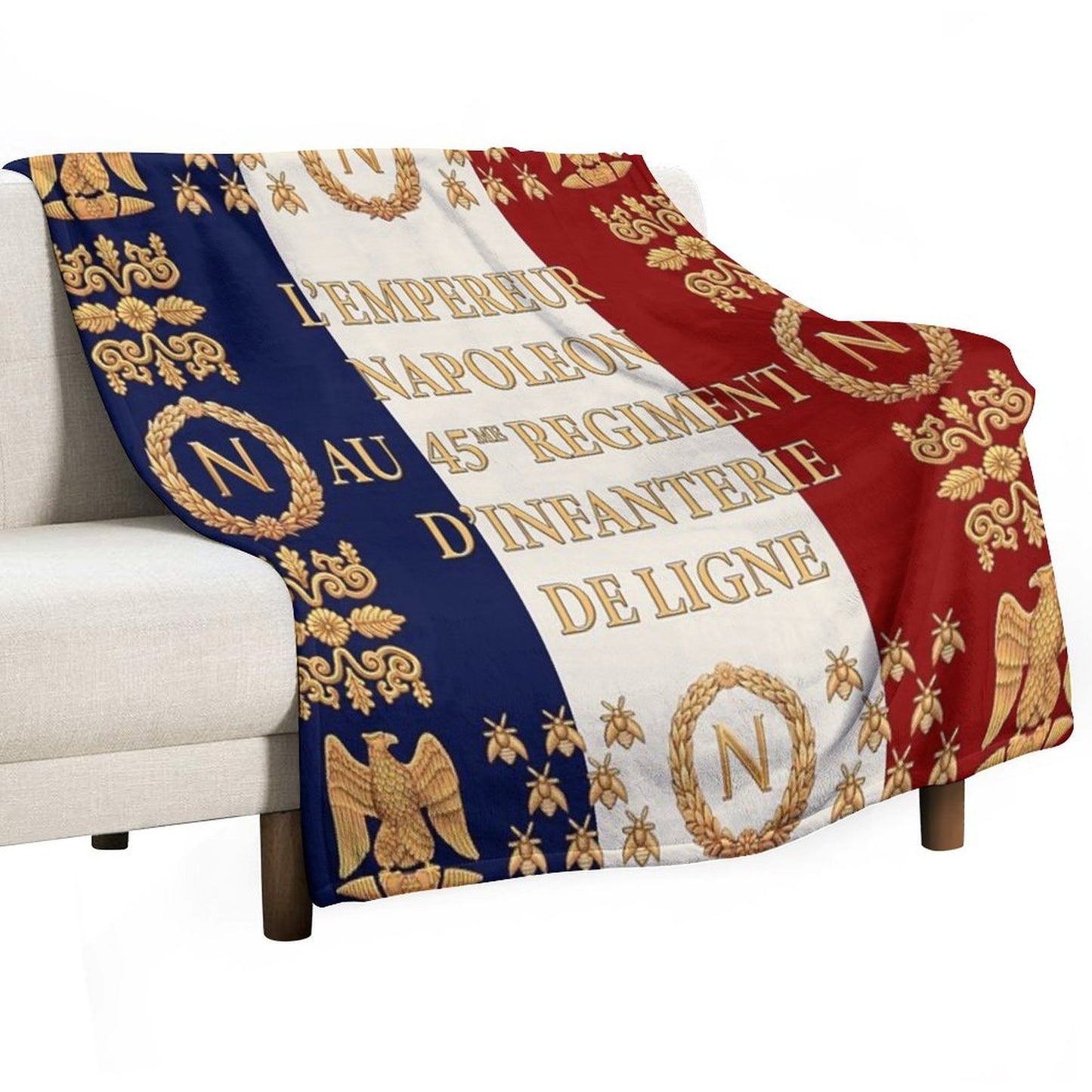Napoleonic French 45me Regimental Flag Throw Blanket