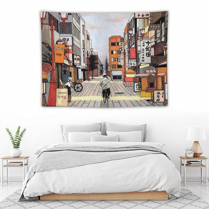 Early Morning Ride in Japan Tapestry