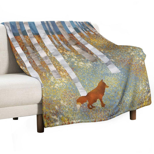 Autumn Fox Throw Blanket