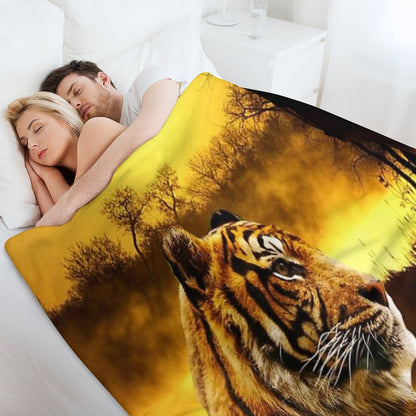 Tiger And Sunset Throw Blanket