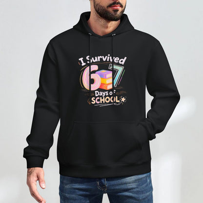 Funny I Survived 67 Days of School 67 Meme Teacher Student Versatile Streetwear Hoodie