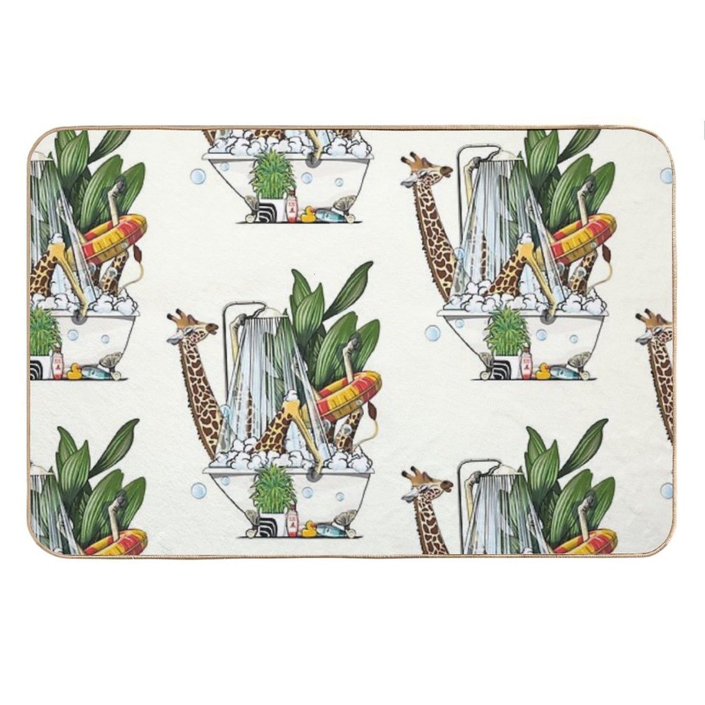 Giraffe in The Bath, Funny Animal Safari Bathroom Joke Bath Mat