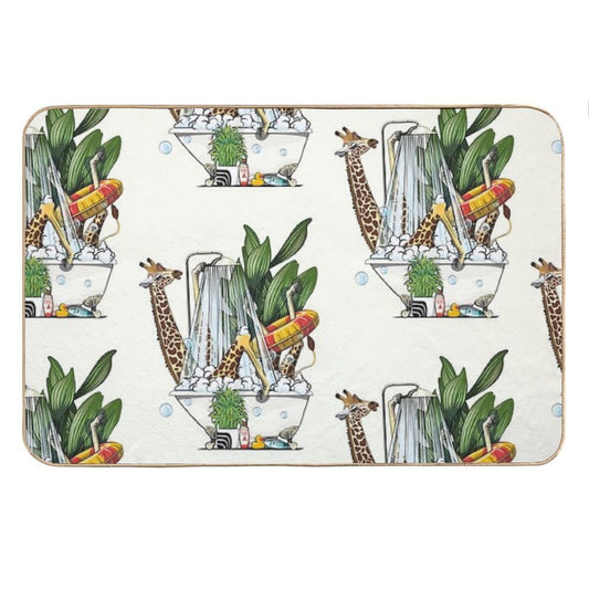 Giraffe in The Bath, Funny Animal Safari Bathroom Joke Bath Mat