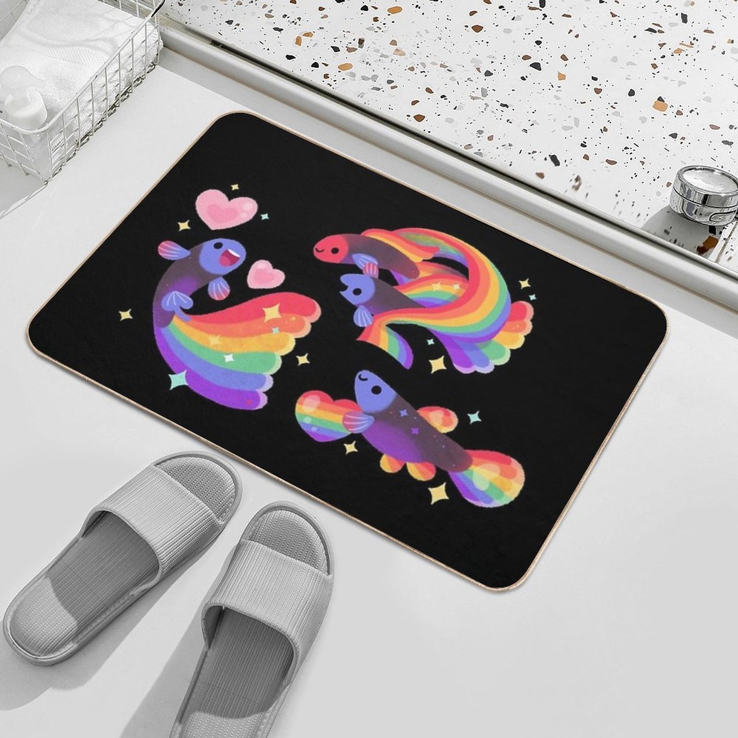 Rainbow Guppy 5  Pet-Safe Bath Mat