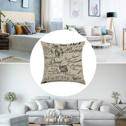 French Script Pillow Linen Throw Pillow Cover