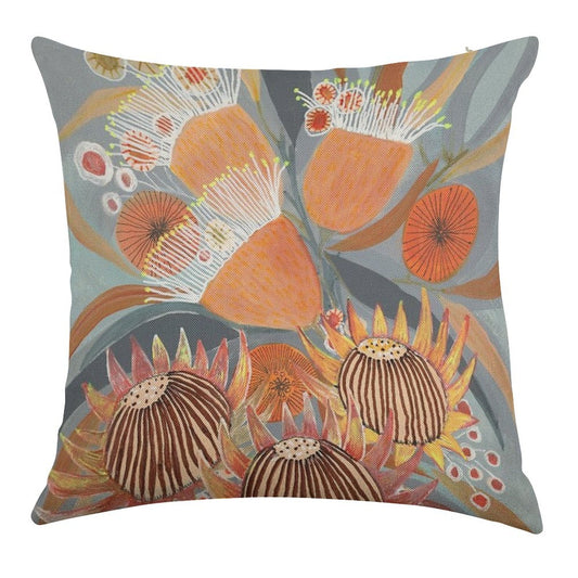 Australian Boquet Linen Throw Pillow Cover