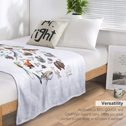A to Z of Amazing Animals Throw Blanket