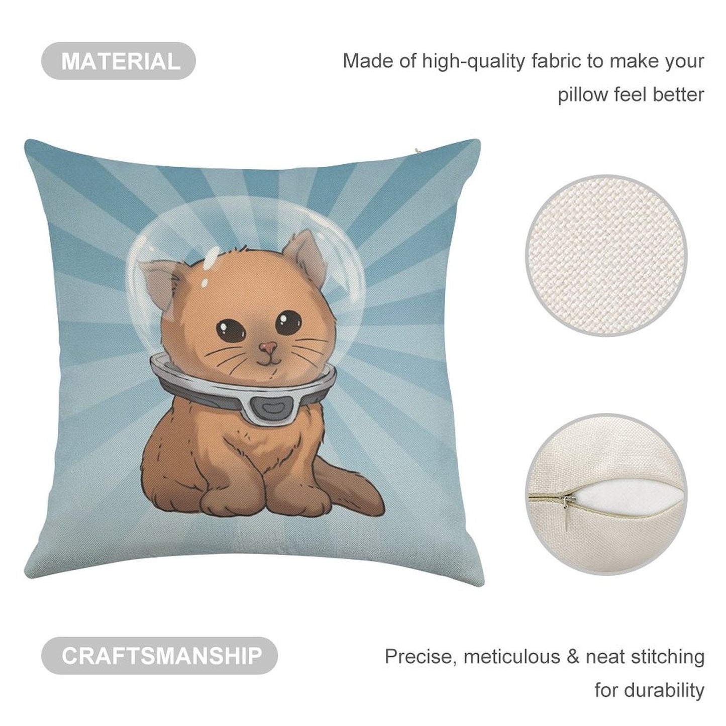 Keep Calm Kitty Linen Throw Pillow Cover