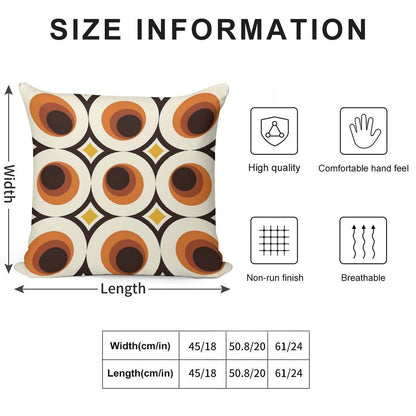 1970s Orange Mid-Century Modern Circle 1 Soft Shrink-Resistant Throw Pillow