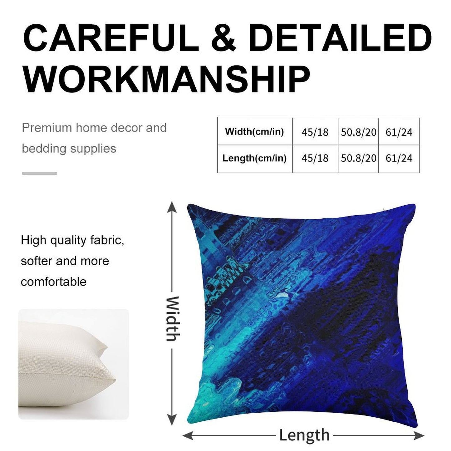 Cobalt Linen Throw Pillow Cover