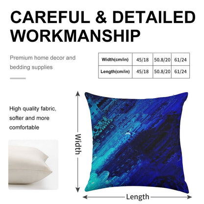 Cobalt Linen Throw Pillow Cover