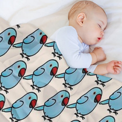 Chubby Blue Indian Ringneck Parakeet - Female Throw Blanket
