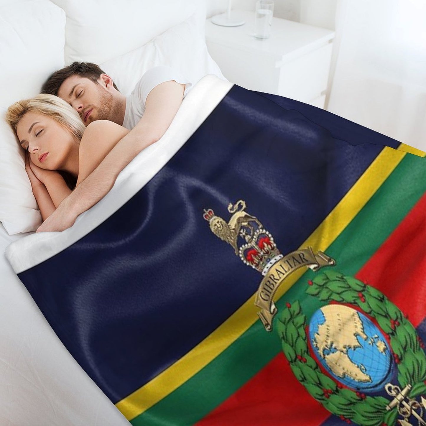 Royal Marines - RM Badge over Royal Marine Flag Throw Blanket