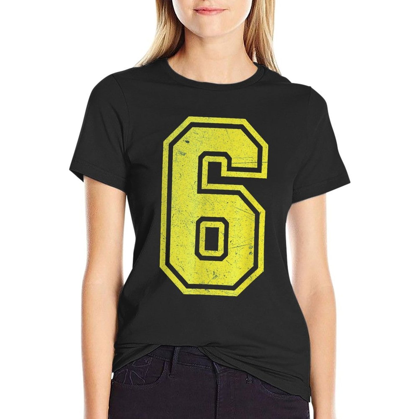 Number 6 Funny Meme 67 Graphic  Oversized Silhouette T-Shirt