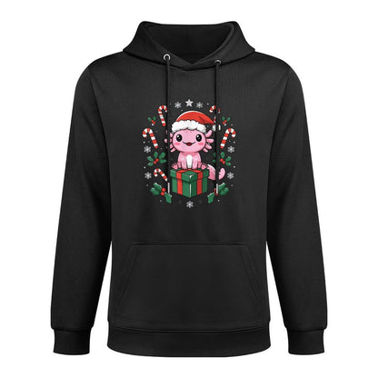 Cute Axolotl Christmas Animal Amphibian Unisex-Adults Unisex-Kids Black Small Classic Fit Axolotl Christmas Noveltys Colorfast Hoodie