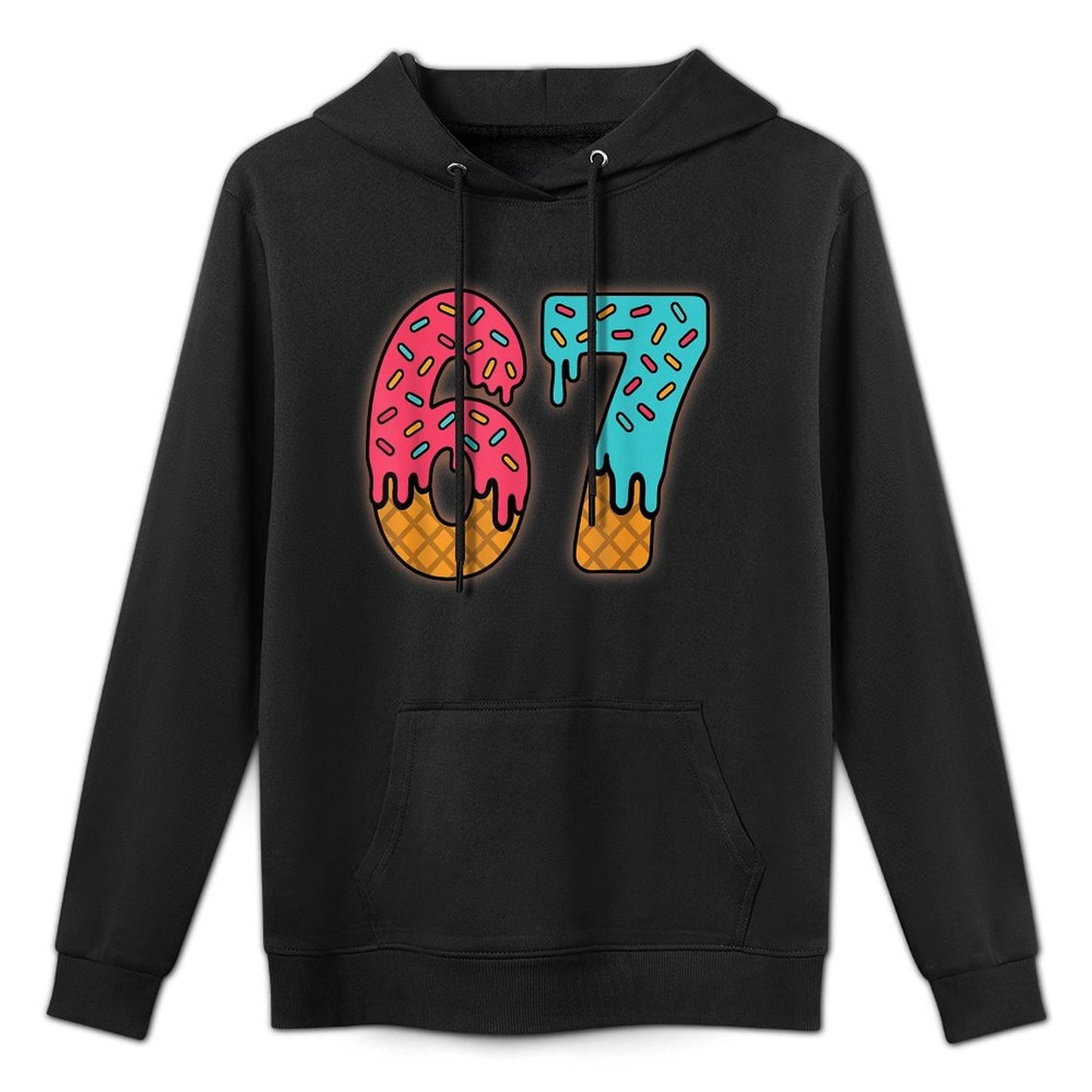 Six Seven Funny Ice Cream Drip Sports Cool Meme 67 Number Layering Staple Hoodie