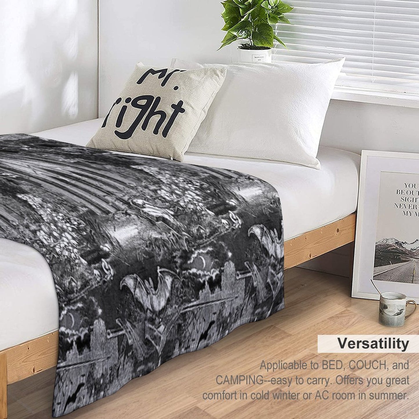 Dark Gothic Vampires Crypt Graves Bats Skulls Pattern by Moose Disco Throw Blanket