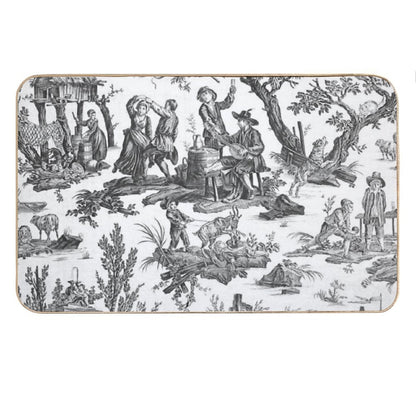 Black And White Toile De Jouy Bath Mat