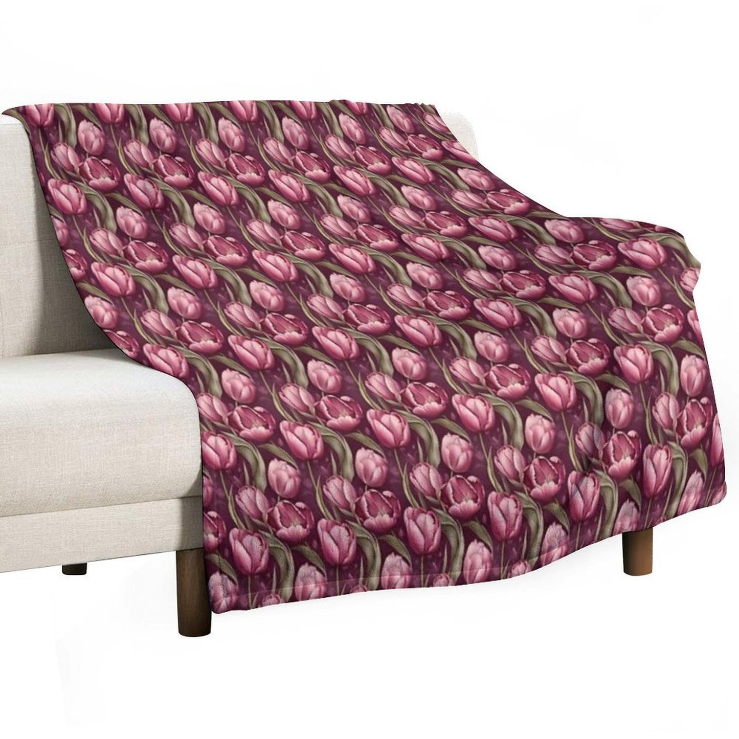 Pretty Pink Tulips Pattern Throw Blanket