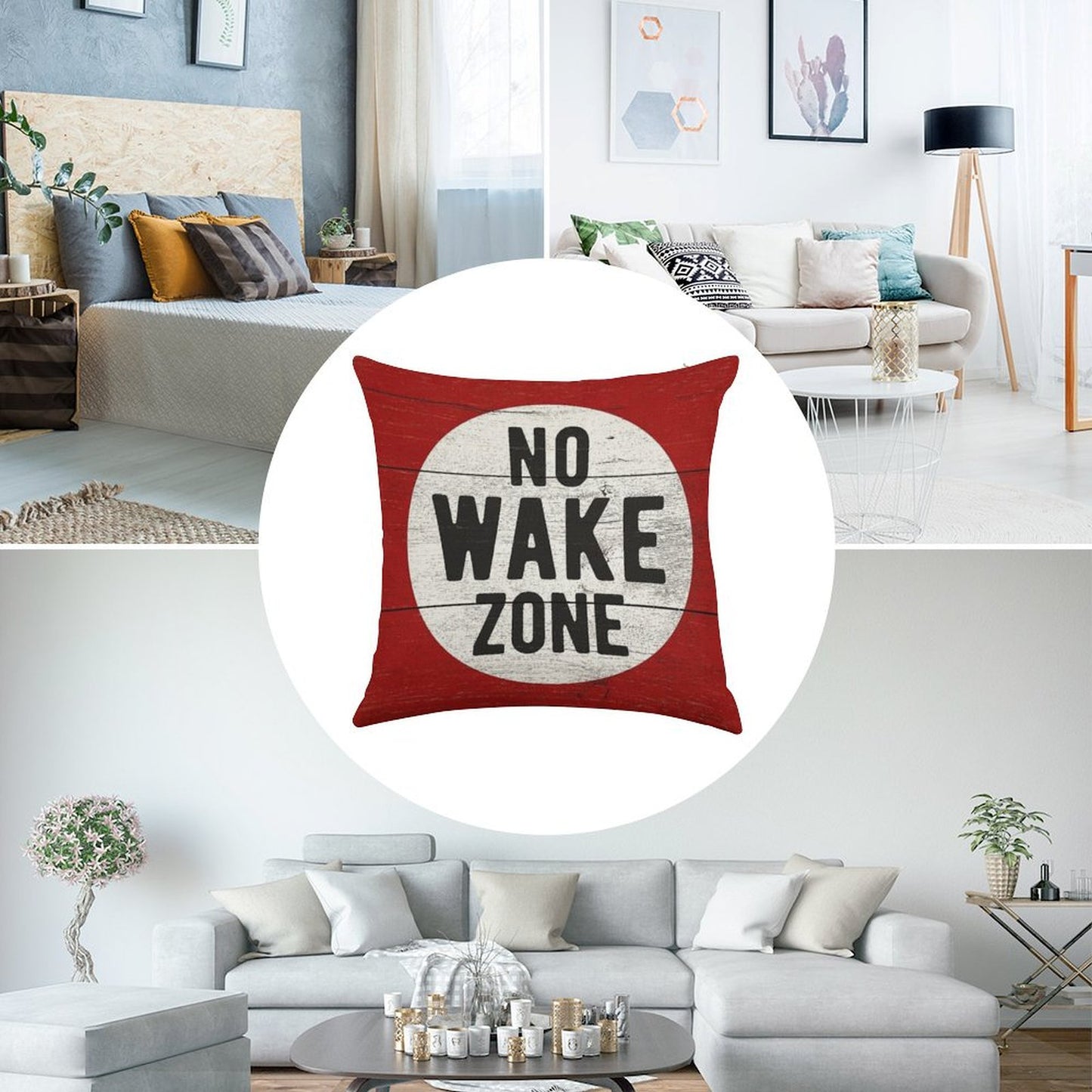 No Wake Zone Sgin Linen Throw Pillow Cover
