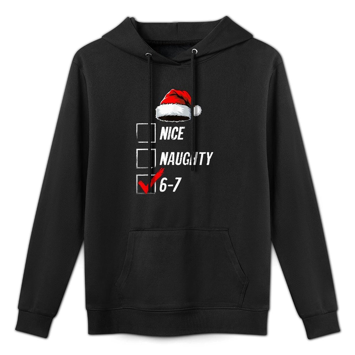 6-7 Meme Nice Naughty 67 Christmas Brain Rot Funny Graphic Layering Staple Hoodie