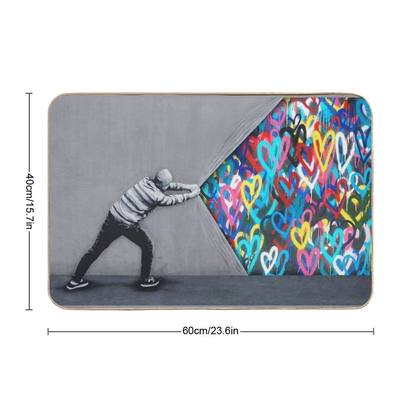 Behind The Curtain Graffiti Hearts Spray Paint Art Bath Mat