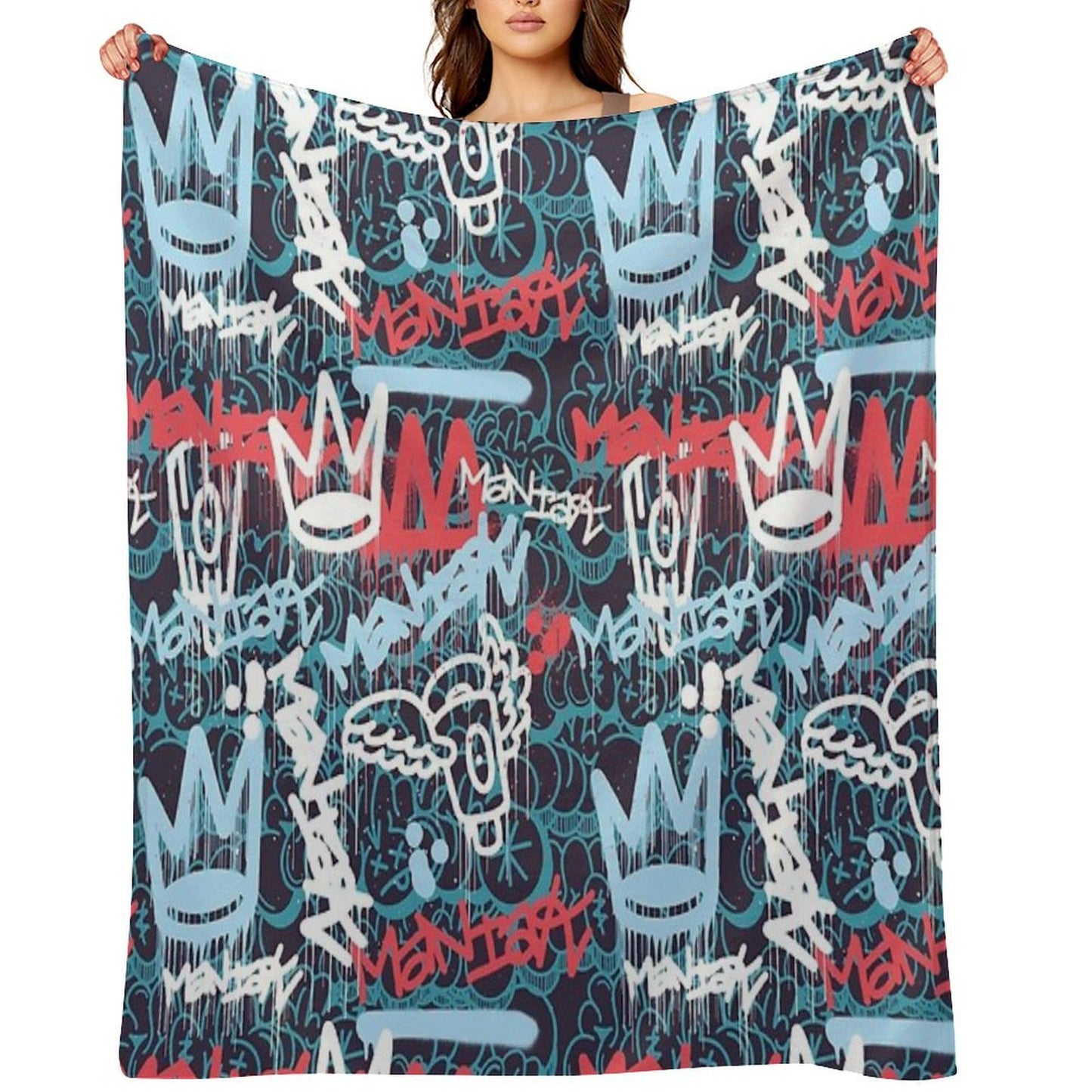 Maniak Tag & Throwie Patterned Print Throw Blanket