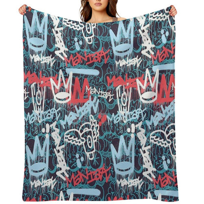 Maniak Tag & Throwie Patterned Print Throw Blanket