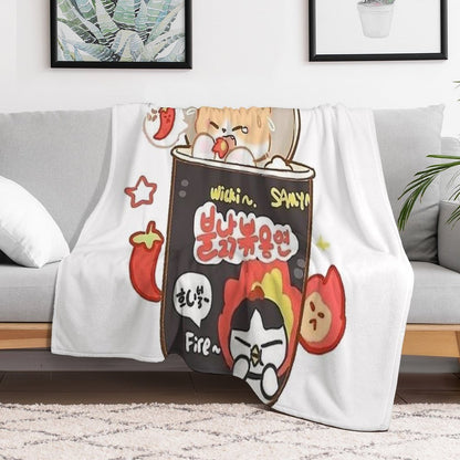 Buldak Korean Ramen Noodles Shiba Throw Blanket