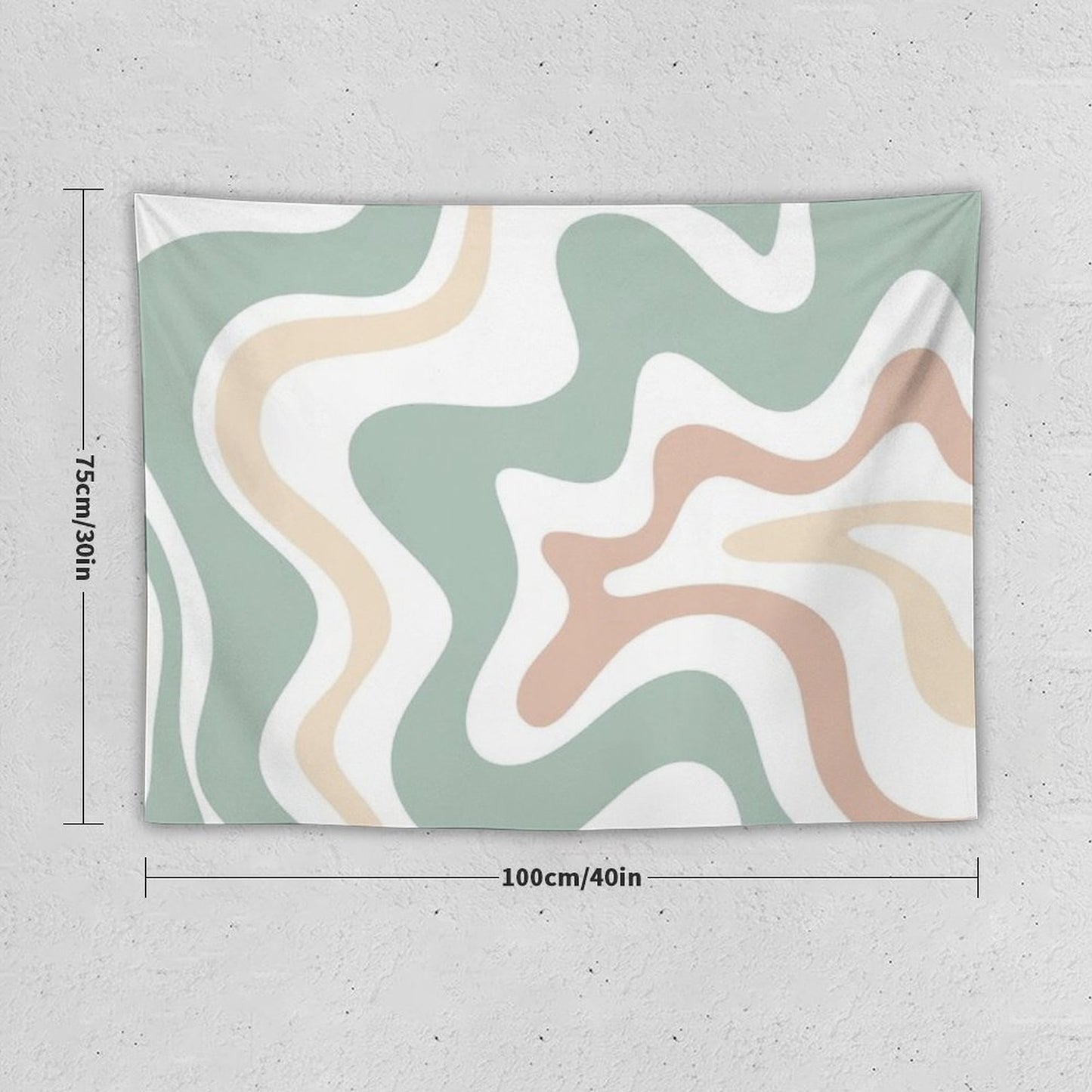 Liquid Swirl Retro Abstract in Light Sage Celadon Green, Light Blush, Cream, And White Tapestry
