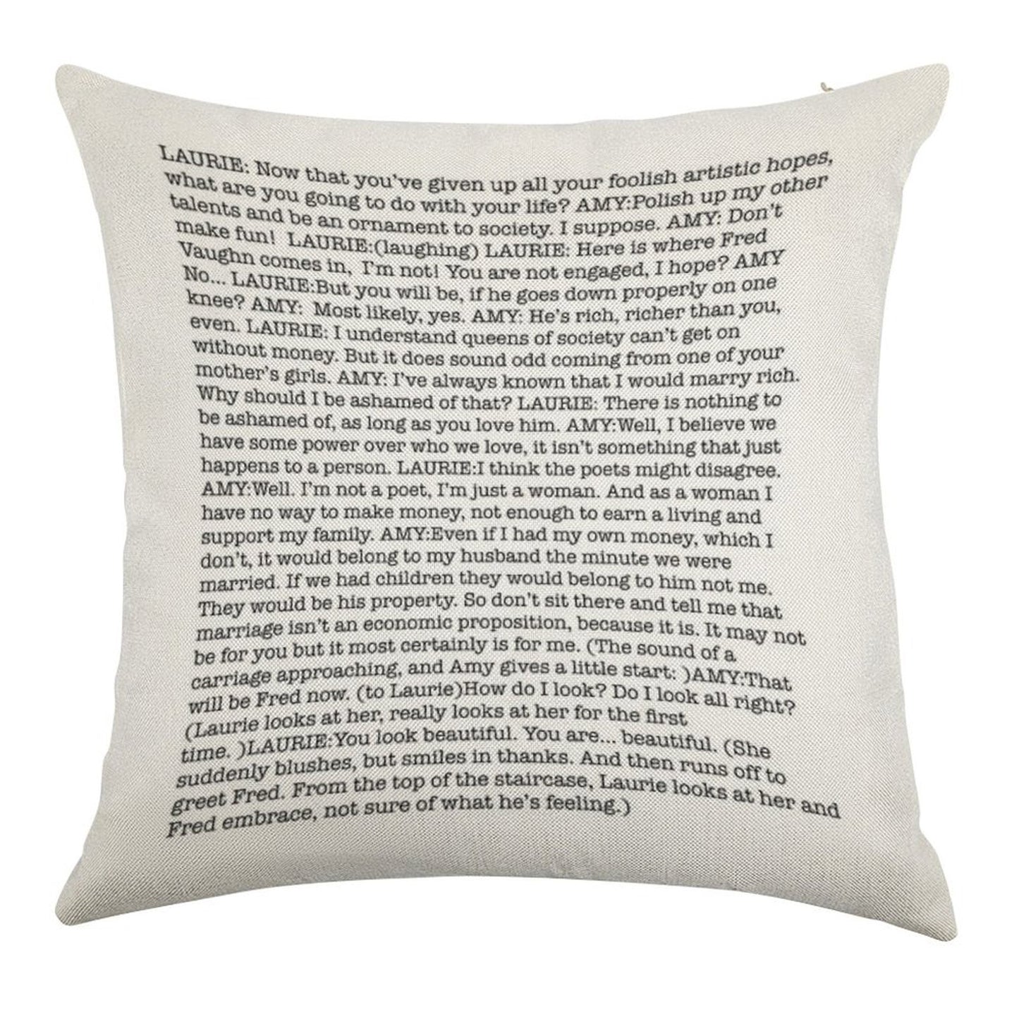 Amy March's Economic Proposition Speech Linen Throw Pillow Cover