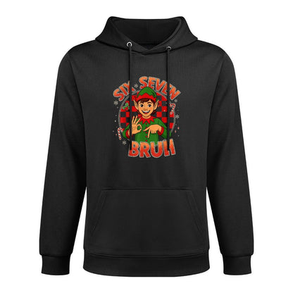HUGvyn Six Seven Bruh Meme Christmas Funny Elf 67 Meme Boys Cotton-Polyester Blend Hoodie