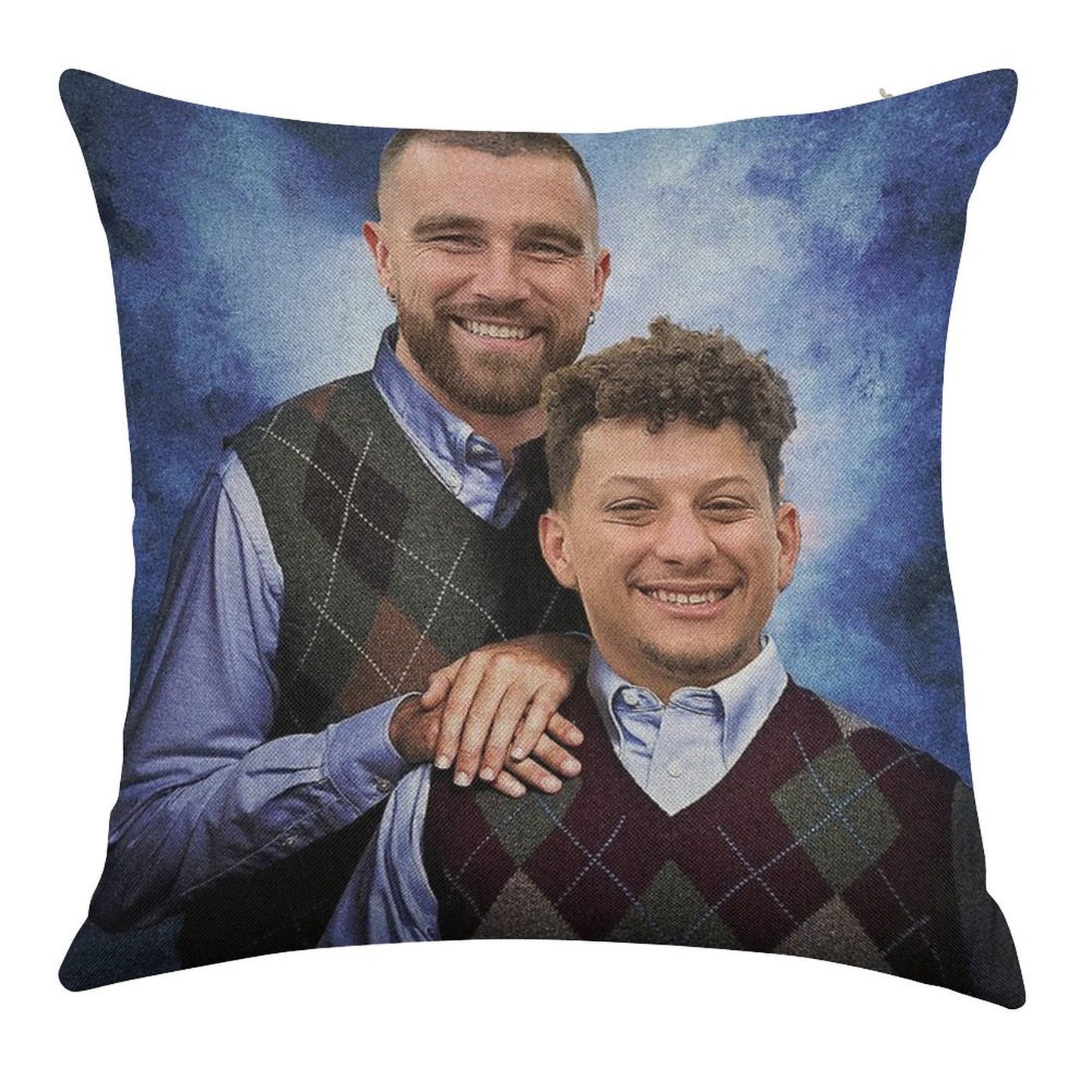 Kelce And Mahomes Stepbrothers Linen Throw Pillow Cover