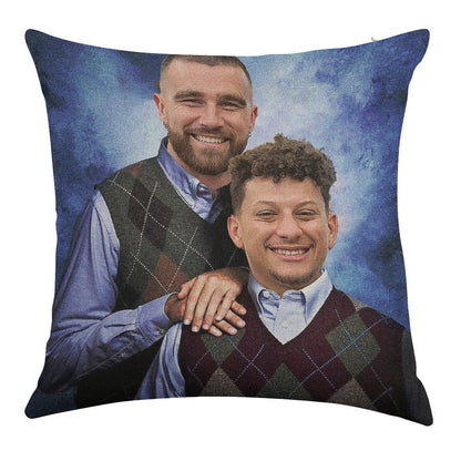 Kelce And Mahomes Stepbrothers Linen Throw Pillow Cover