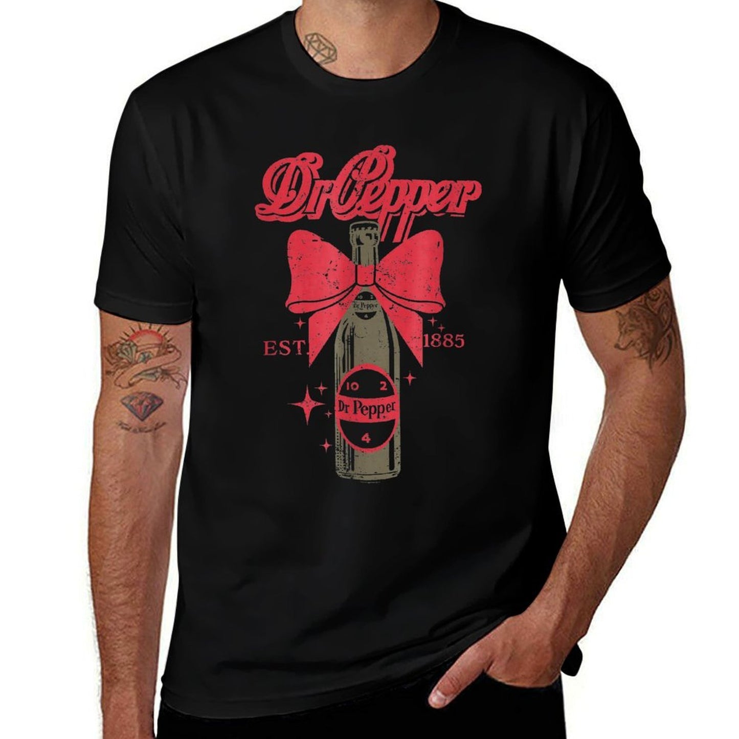 Dr. Pepper Christmas Red Bow Soda Vintage  Tagless Design T-Shirt