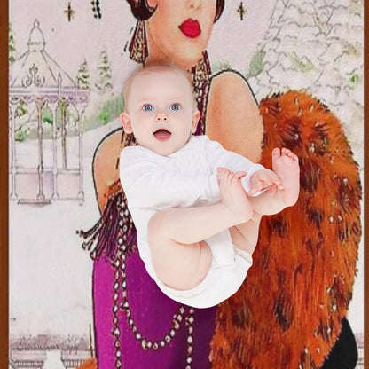 FLAPPER in PURPLE  Vintage 1925 Art Deco Print Throw Blanket