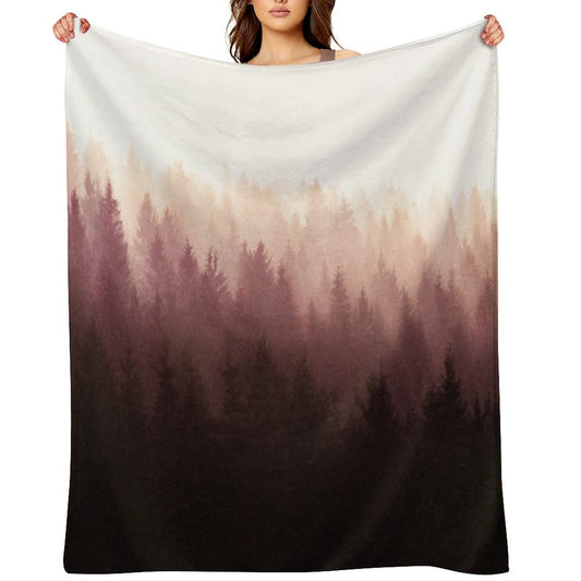 Chasing Light  Exploring A Vintage Mountain Fairytale Wilderness Forest With Cascadia Trees Covered In Magic Fog Throw Blanket